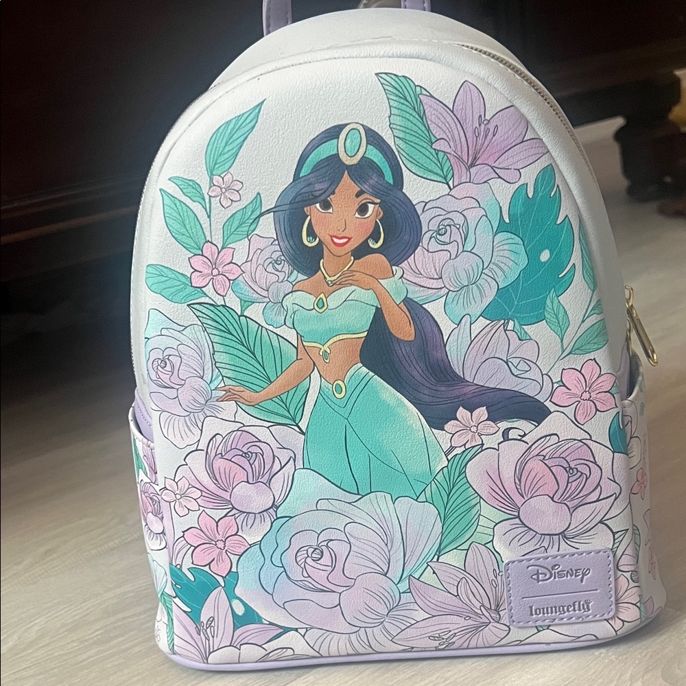 Loungefly Jasmine Floral Backpack - Teal and Lavender